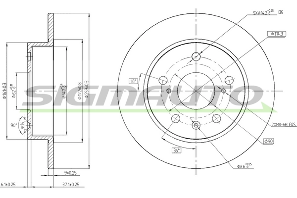 SIGMAUTO féktárcsa - DBC493S - TothCarparts