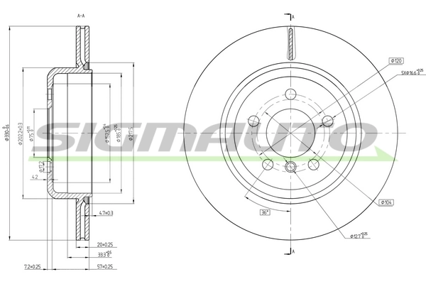 SIGMAUTO féktárcsa - DBC504V - TothCarparts