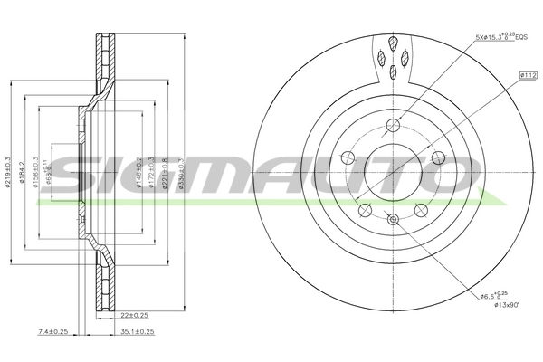 SIGMAUTO féktárcsa - DBC546V - TothCarparts
