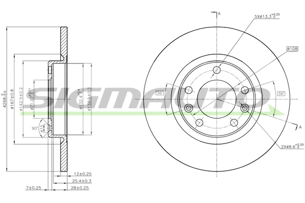 SIGMAUTO féktárcsa - DBC569S - TothCarparts