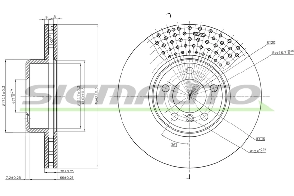 SIGMAUTO féktárcsa - DBC614V - TothCarparts
