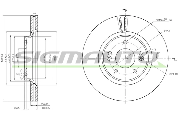 SIGMAUTO féktárcsa - DBC680V - TothCarparts