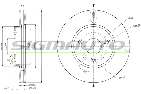 SIGMAUTO féktárcsa - DBC685V - TothCarparts