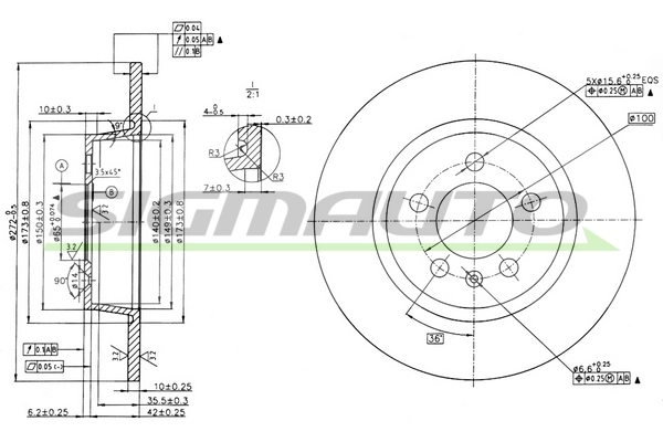 SIGMAUTO féktárcsa - DBC691S - TothCarparts