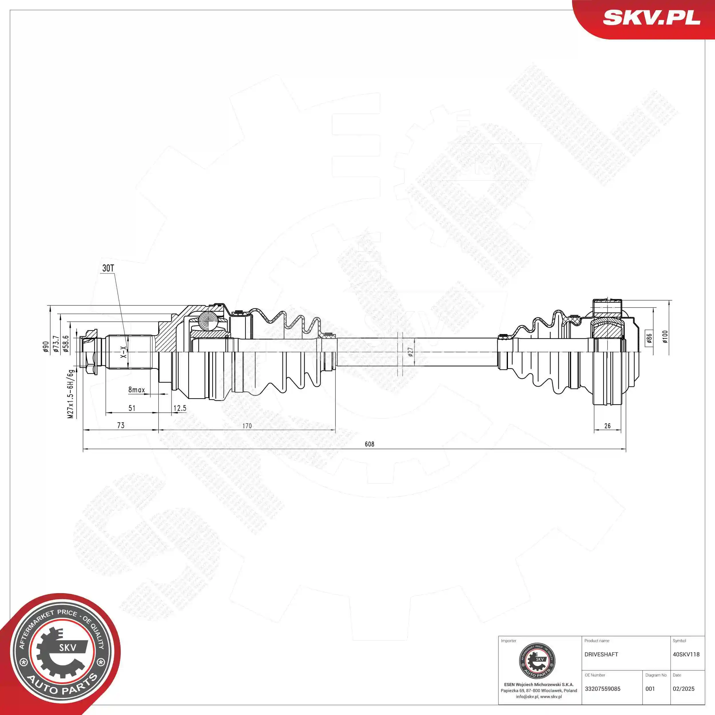 ESEN SKV hajtótengely - 40SKV118 - TothCarparts