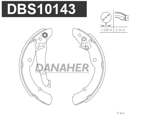 DANAHER fékpofakészlet - DBS10143 - TothCarparts