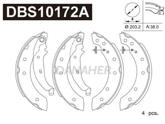 DANAHER fékpofakészlet - DBS10172A - TothCarparts