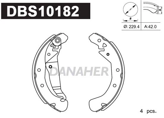 DANAHER fékpofakészlet - DBS10182 - TothCarparts