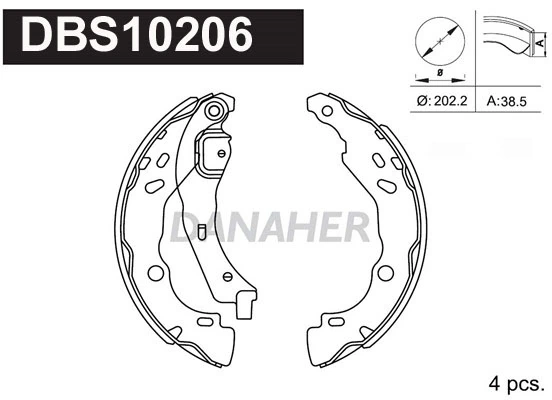 DANAHER fékpofakészlet - DBS10206 - TothCarparts