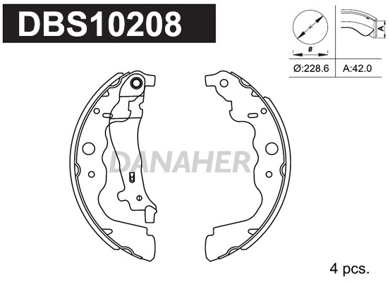 DANAHER fékpofakészlet - DBS10208 - TothCarparts
