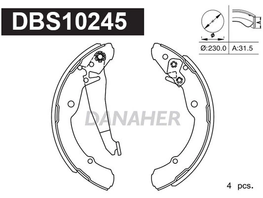 DANAHER fékpofakészlet - DBS10245 - TothCarparts
