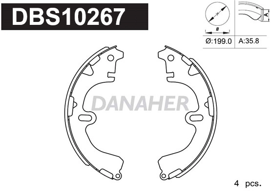 DANAHER fékpofakészlet - DBS10267 - TothCarparts