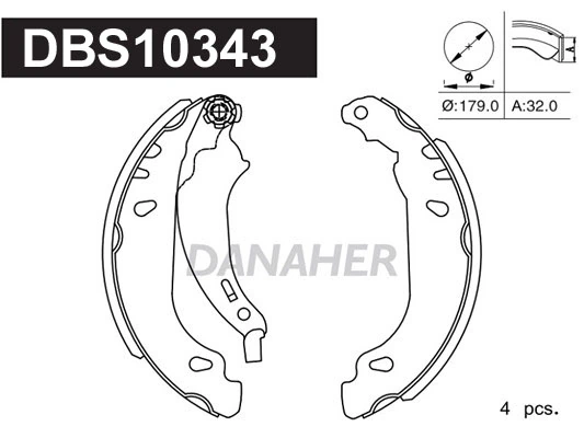 DANAHER fékpofakészlet - DBS10343 - TothCarparts