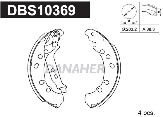 DANAHER fékpofakészlet - DBS10369 - TothCarparts