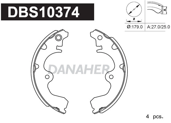 DANAHER fékpofakészlet - DBS10374 - TothCarparts