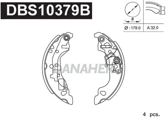 DANAHER fékpofakészlet - DBS10379B - TothCarparts