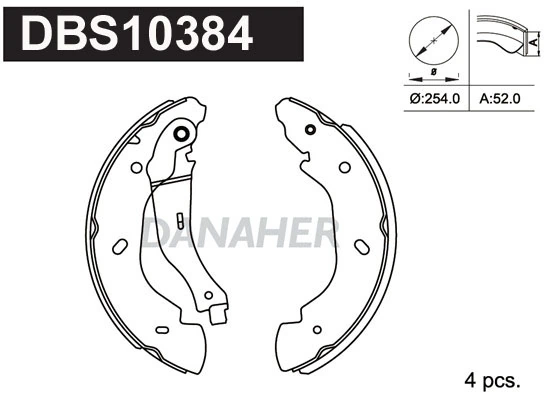 DANAHER fékpofakészlet - DBS10384 - TothCarparts