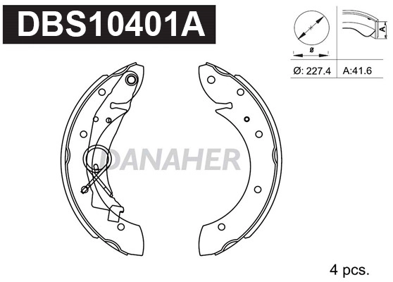DANAHER fékpofakészlet - DBS10401A - TothCarparts