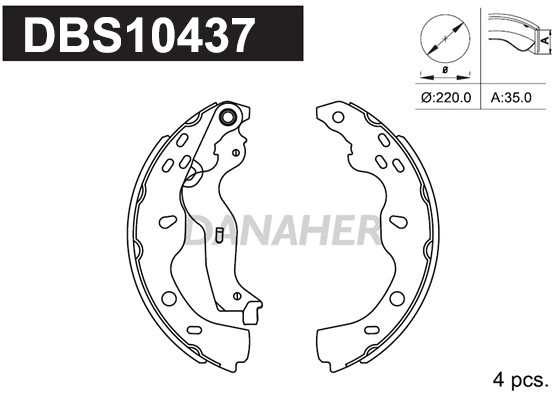 DANAHER fékpofakészlet - DBS10437 - TothCarparts