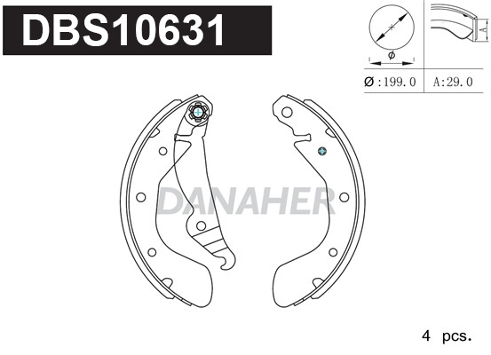 DANAHER fékpofakészlet - DBS10631 - TothCarparts
