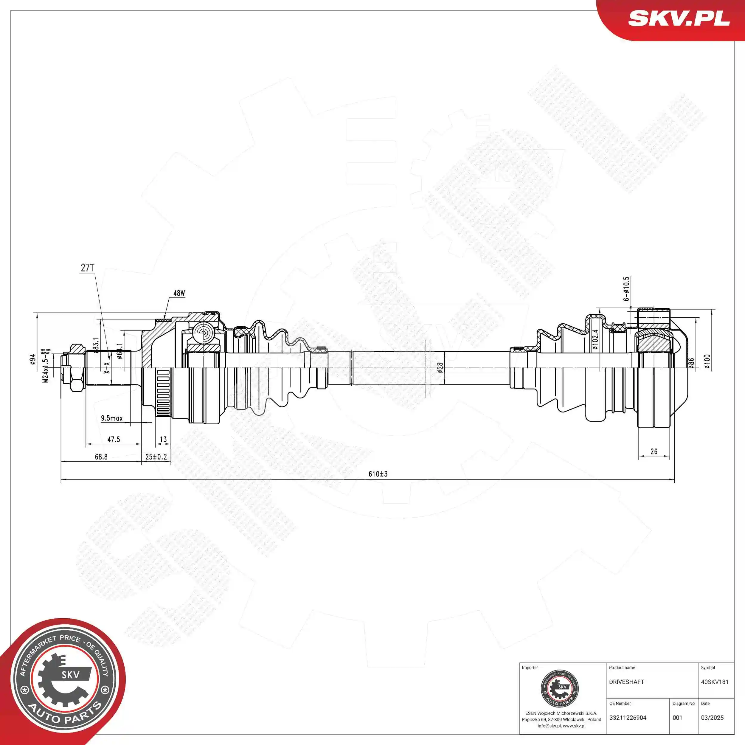 ESEN SKV hajtótengely - 40SKV181 - TothCarparts