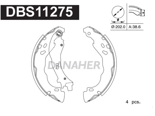 DANAHER fékpofakészlet - DBS11275 - TothCarparts