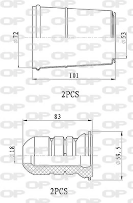 OPEN PARTS porvédő készlet, lengéscsillapító - DCK5074.04 - TothCarparts