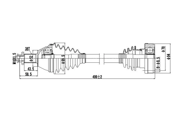 DYNAMATRIX hajtótengely - DDS203063 - TothCarparts
