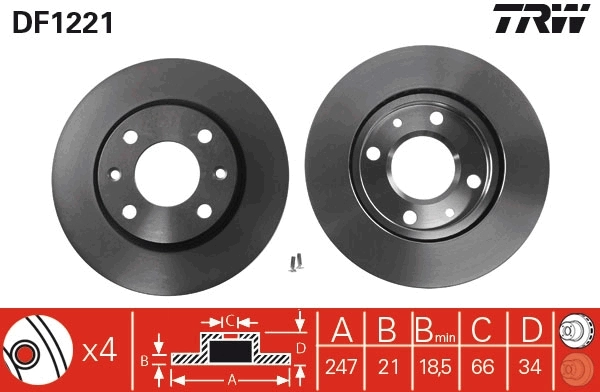 TRW féktárcsa - DF1221 - TothCarparts
