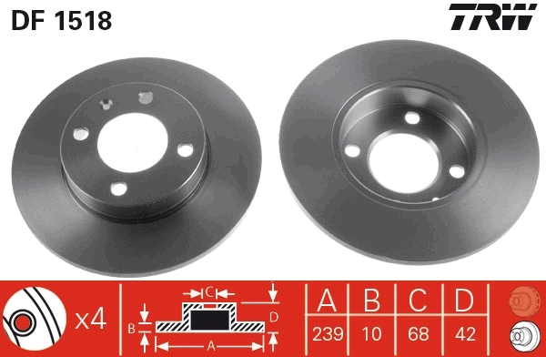 TRW féktárcsa - DF1518 - TothCarparts