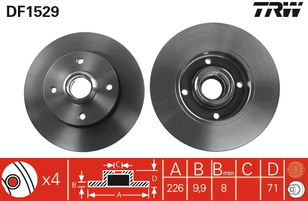 TRW féktárcsa - DF1529 - TothCarparts