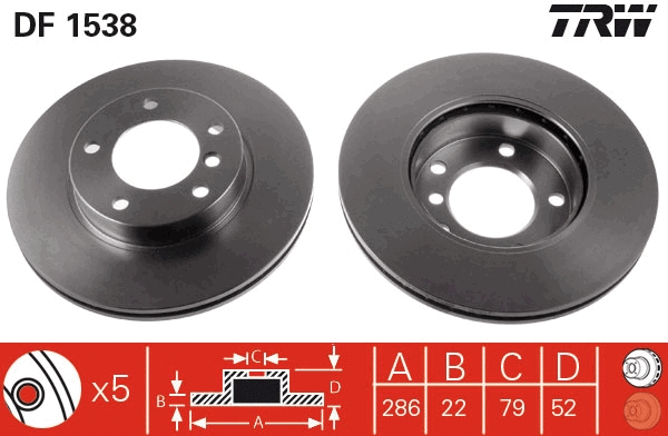 TRW féktárcsa - DF1538 - TothCarparts