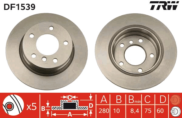 TRW féktárcsa - DF1539 - TothCarparts