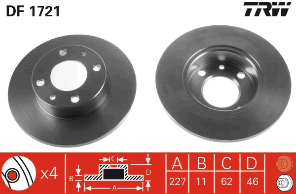 TRW féktárcsa - DF1721 - TothCarparts