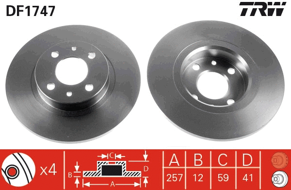 TRW féktárcsa - DF1747 - TothCarparts