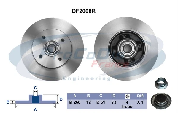 PROCODIS FRANCE féktárcsa - DF2008R - TothCarparts