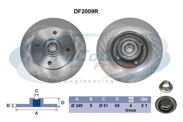 PROCODIS FRANCE féktárcsa - DF2009R - TothCarparts