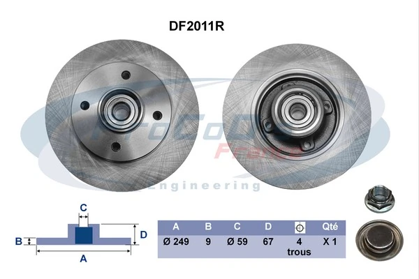 PROCODIS FRANCE féktárcsa - DF2011R - TothCarparts