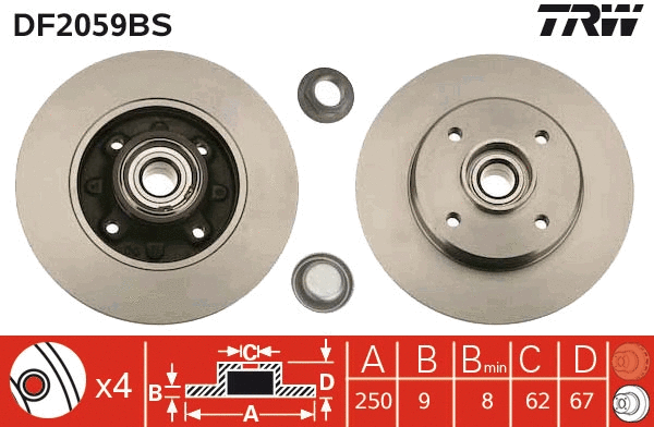TRW féktárcsa - DF2059BS - TothCarparts