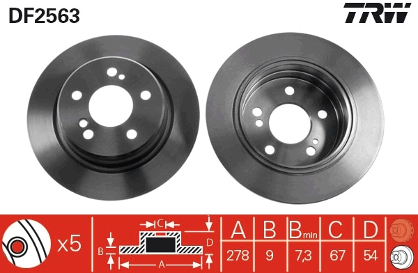TRW féktárcsa - DF2563 - TothCarparts