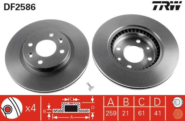 TRW féktárcsa - DF2586 - TothCarparts