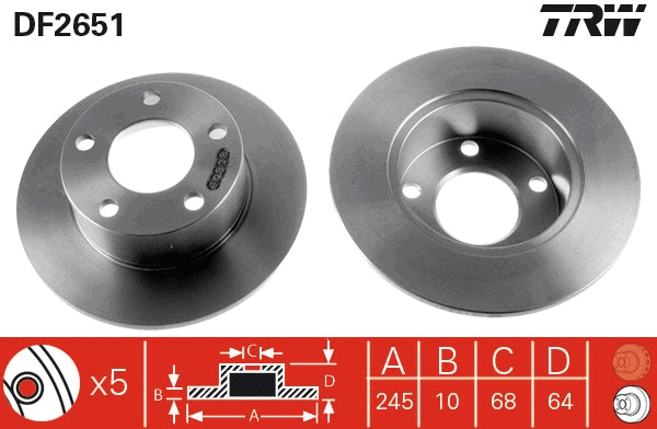 TRW féktárcsa - DF2651 - TothCarparts