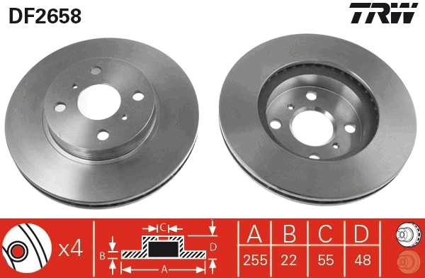 TRW féktárcsa - DF2658 - TothCarparts