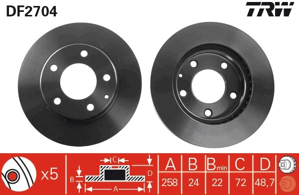 TRW féktárcsa - DF2704 - TothCarparts