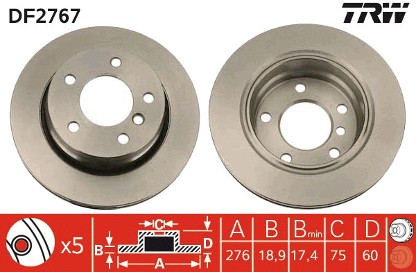 TRW féktárcsa - DF2767 - TothCarparts