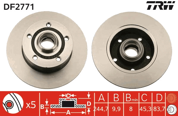 TRW féktárcsa - DF2771 - TothCarparts