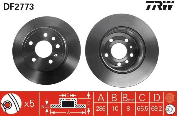 TRW féktárcsa - DF2773 - TothCarparts