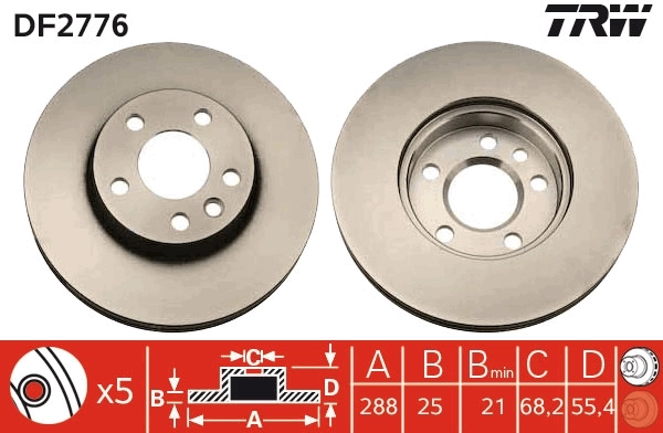 TRW féktárcsa - DF2776 - TothCarparts