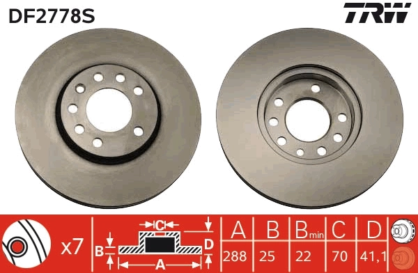 TRW féktárcsa - DF2778S - TothCarparts