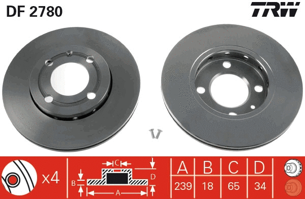 TRW féktárcsa - DF2780 - TothCarparts